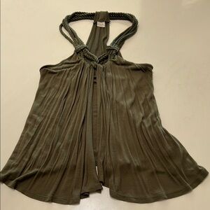 LIA Olive Green Women's MACRAME Top